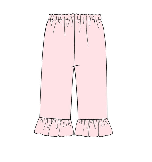 RTS: Pink- Girls Knit Bottoms- Ruffle Pants