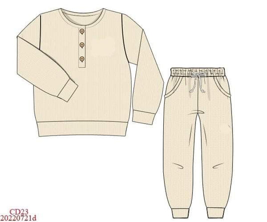 RTS: Cozy Family Winter- Khaki Sweater Jogger Set (No Monogram)