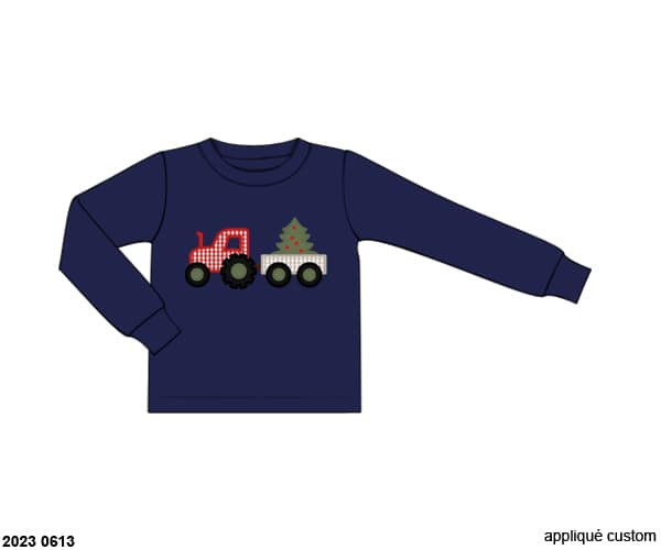 RTS: 25 Days of Christmas- Boys Tractor & Tree Knit Shirt