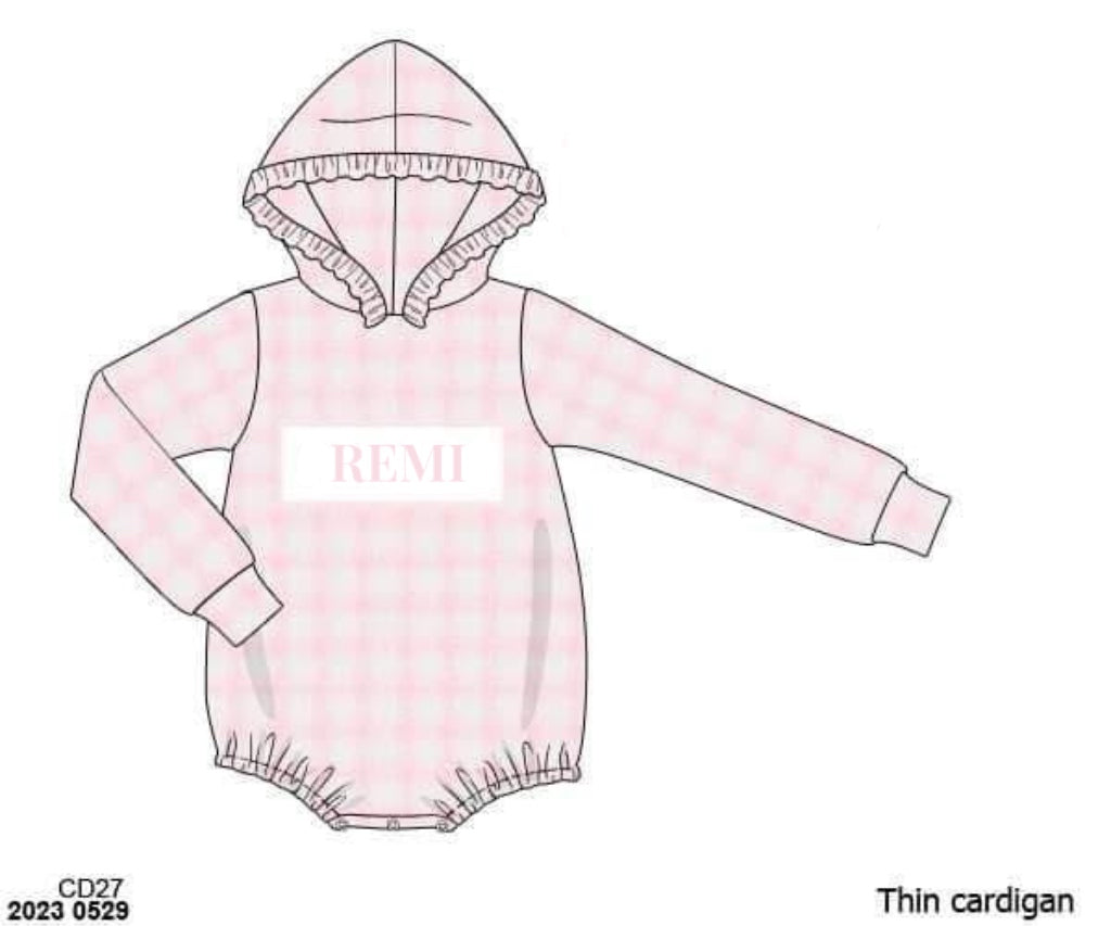 RTS: Blue & Pink Check Cardigans- Girls Name Smock Bubble “REMI”