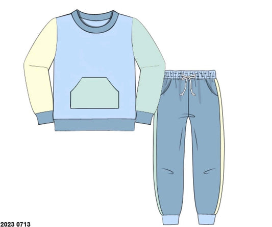 RTS: Winter Color Block- Adult/Boys Knit Jogger Set (No Monogram)