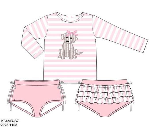 Pre Order 122: BBS Puppy- Girls 2pc Rash Guard Swim