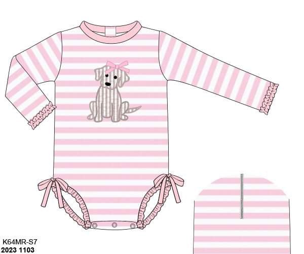 Pre Order 122: BBS Puppy- Girls 1pc Long Sleeve Rash Guard Swim