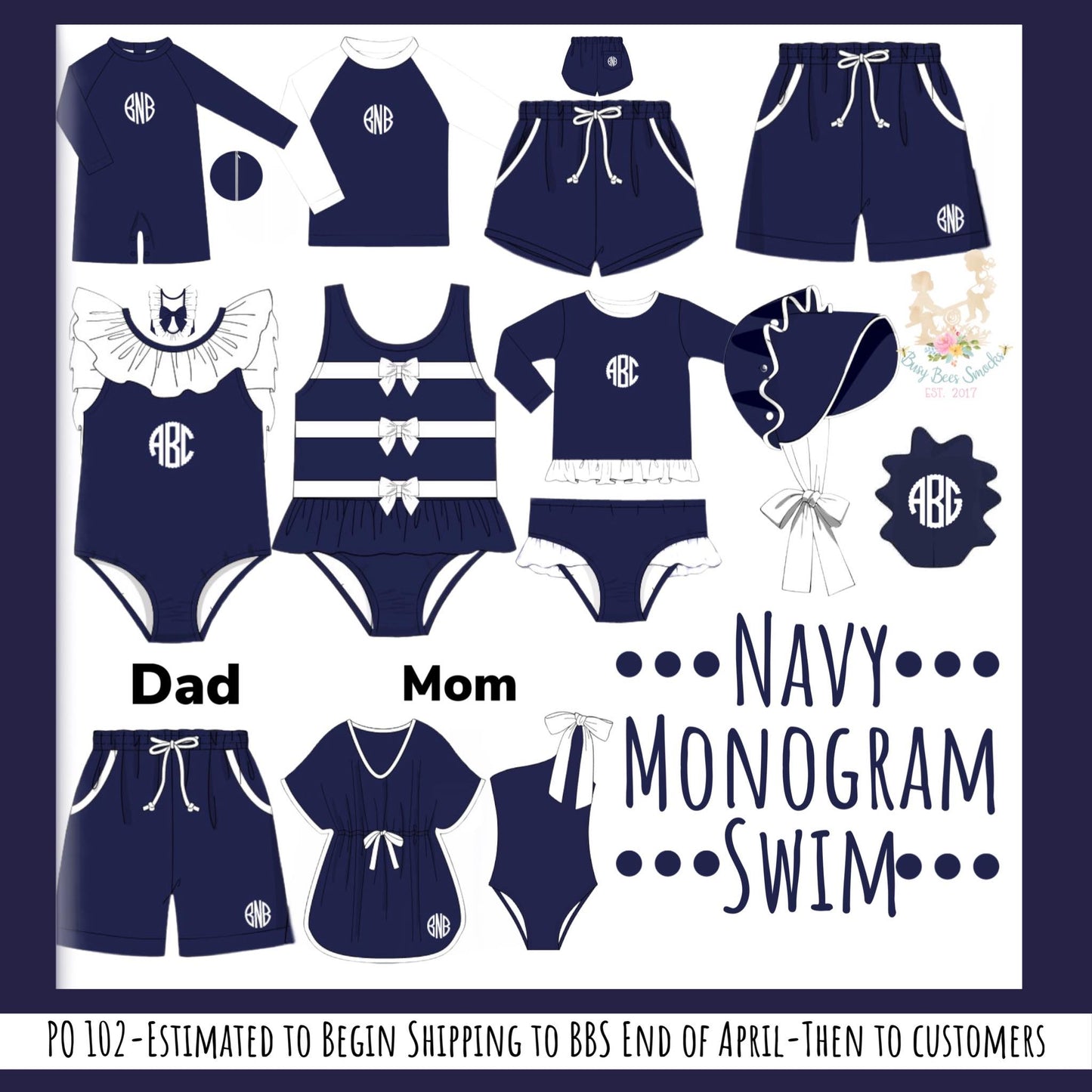 RTS: Navy Swim- Boys/Dads Traditional Woven Shorts (No Monogram)