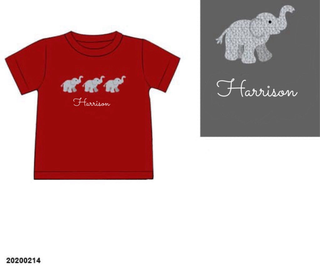 RTS: 18 & Counting- Boys French Knit Elephants Knit Shirt “Harrison”