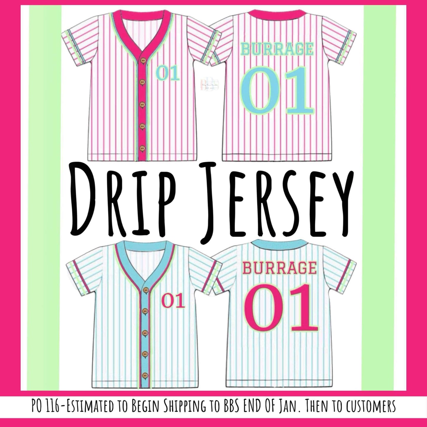 Pre Order 116: Drip Jersey- Unisex Pink Stripe Jersey