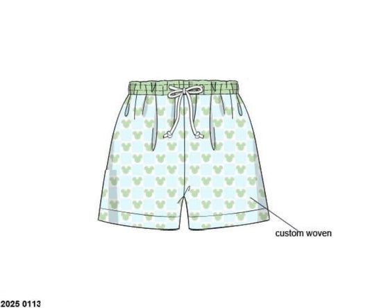 Pre Order 122: Denny Mouse- Boys Woven Traditional Swim Short