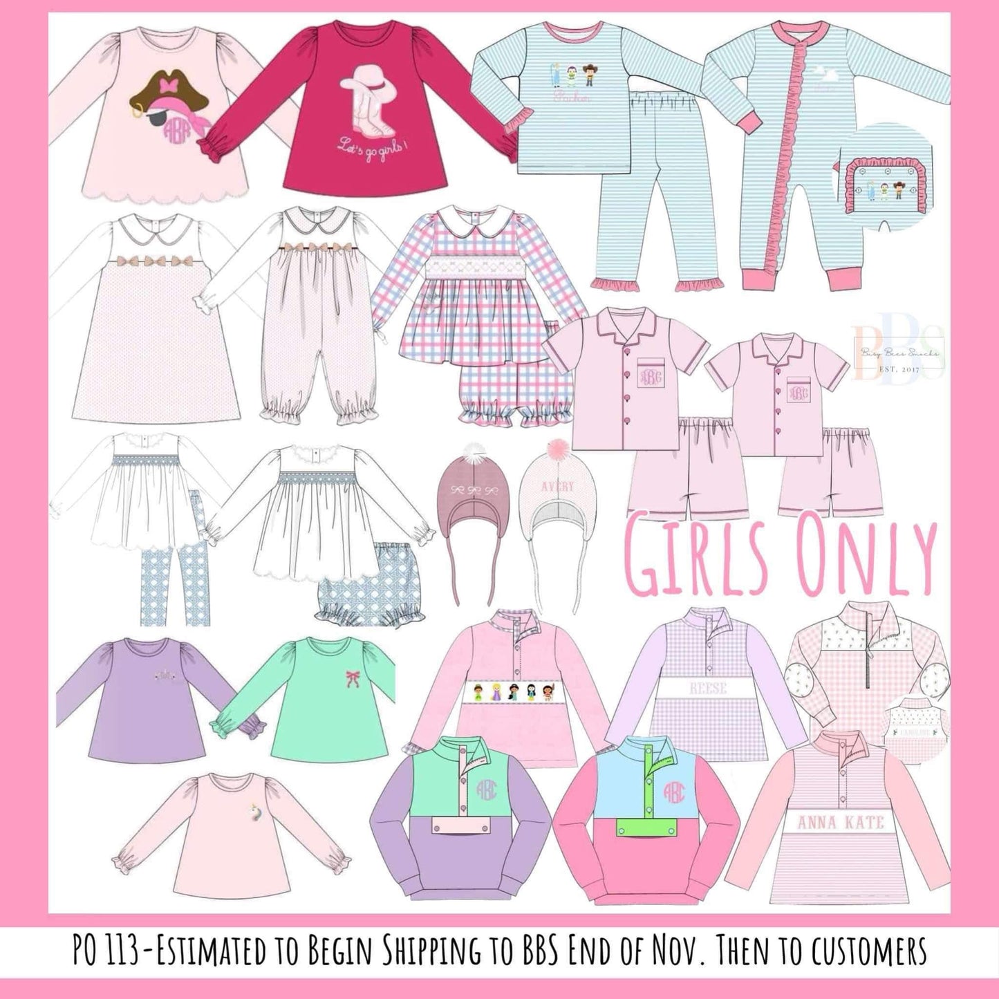 RTS: Girls Only- Fleece Smocked Princess Pullover