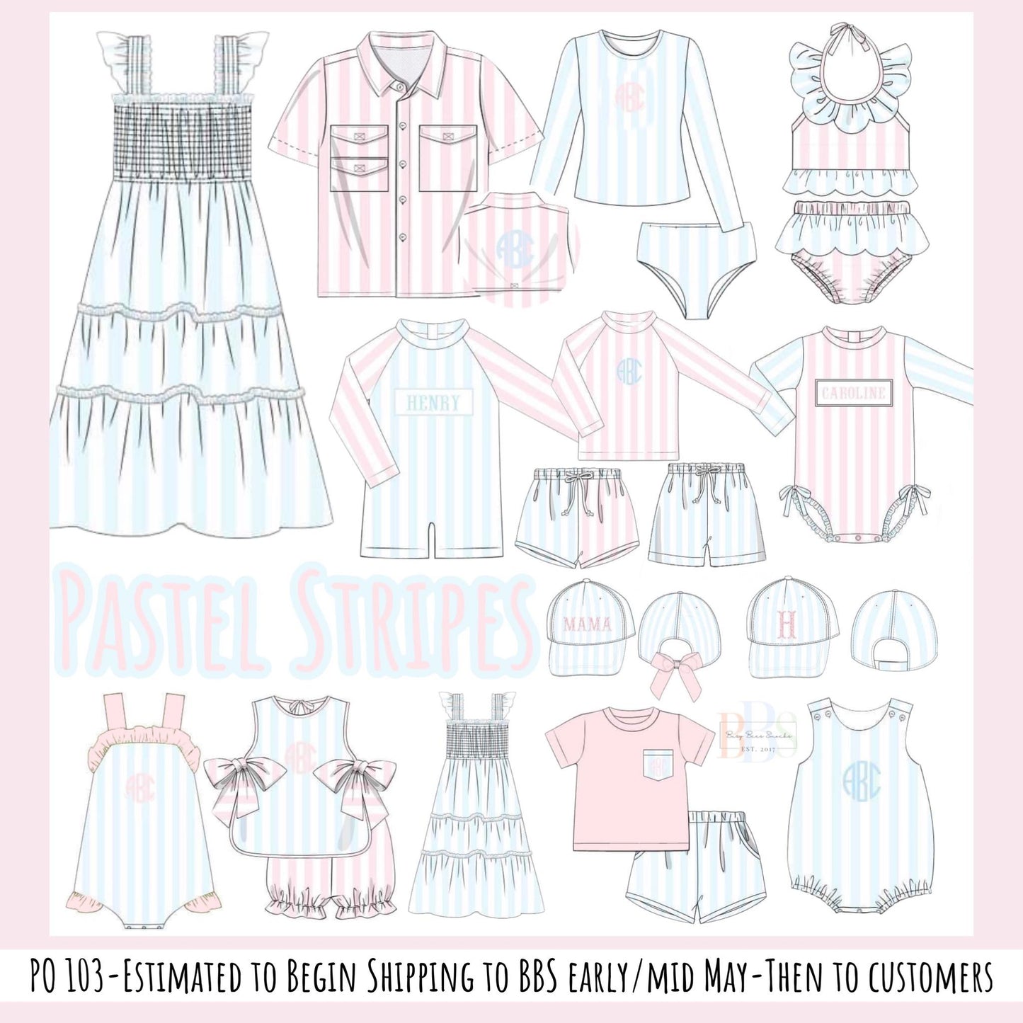 RTS: Pastel Stripes- Mom/Mini Woven Dress