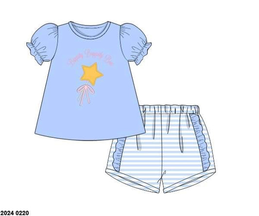 RTS: DEFECT: Girls Only- Wand Applique Knit Shortie Set “Bippity Boppity Boa”