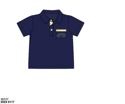 RTS: Wheels on the Bus- Boys Knit Pocket Polo