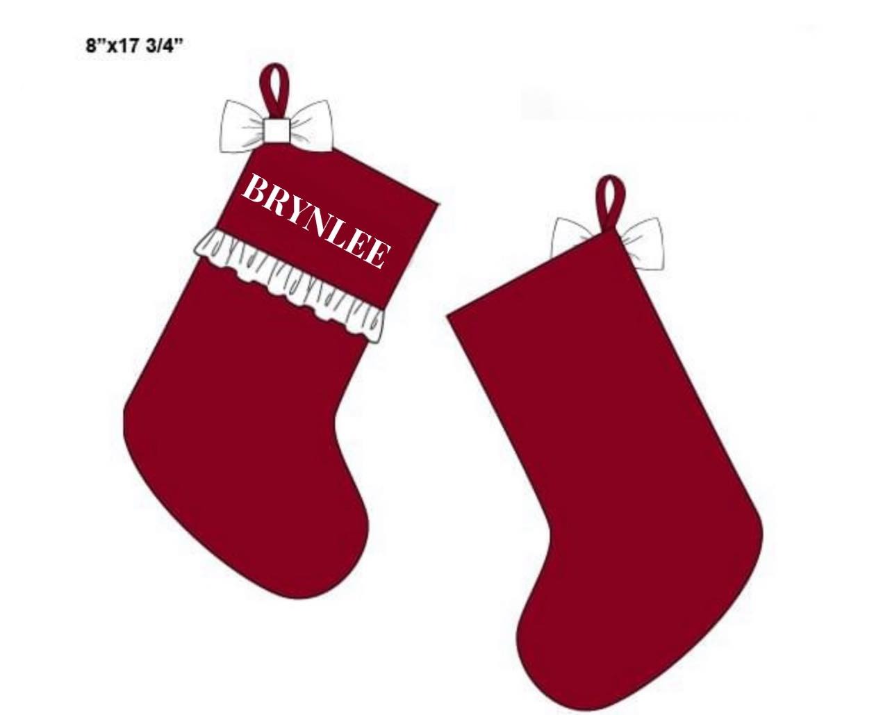 RTS: Red Velvet-Girls French Knot Stocking "BRYNLEE"