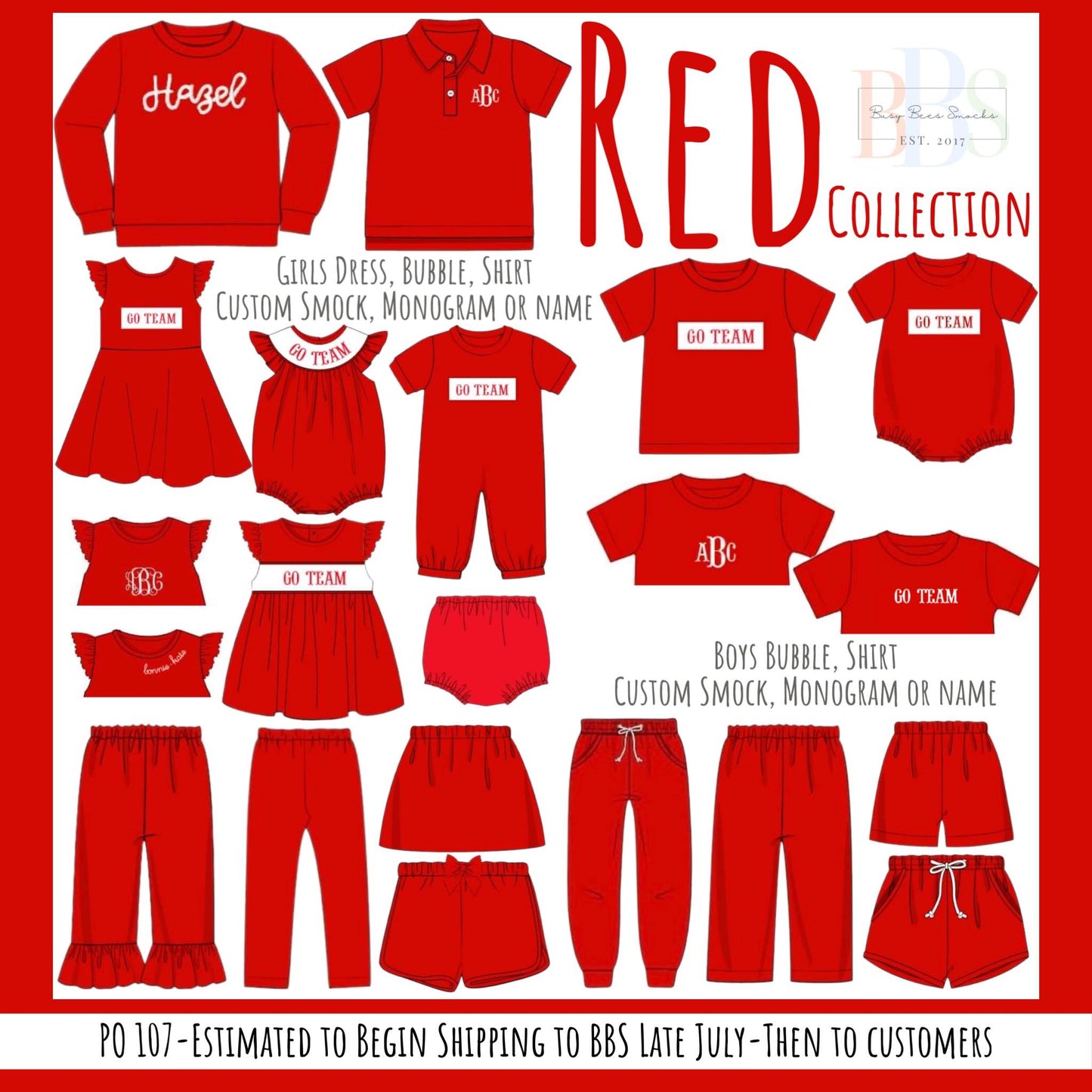 RTS: Red- Girls Knit Shirt (No Monogram)