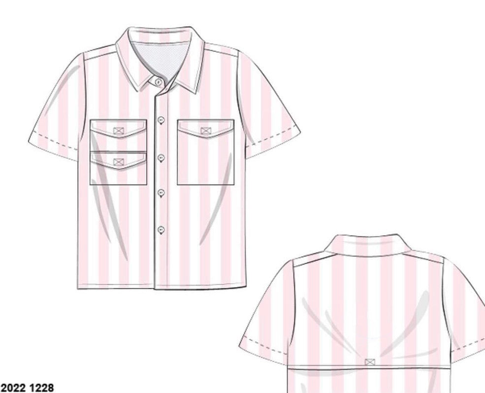 RTS: Pastel Stripes- Boys/Dad Woven Shirt (No Monogram)