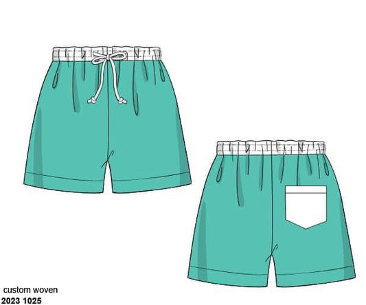 RTS: Davis Floral- Boys/Dad Woven Traditional Swim Shorts (No Monogram)