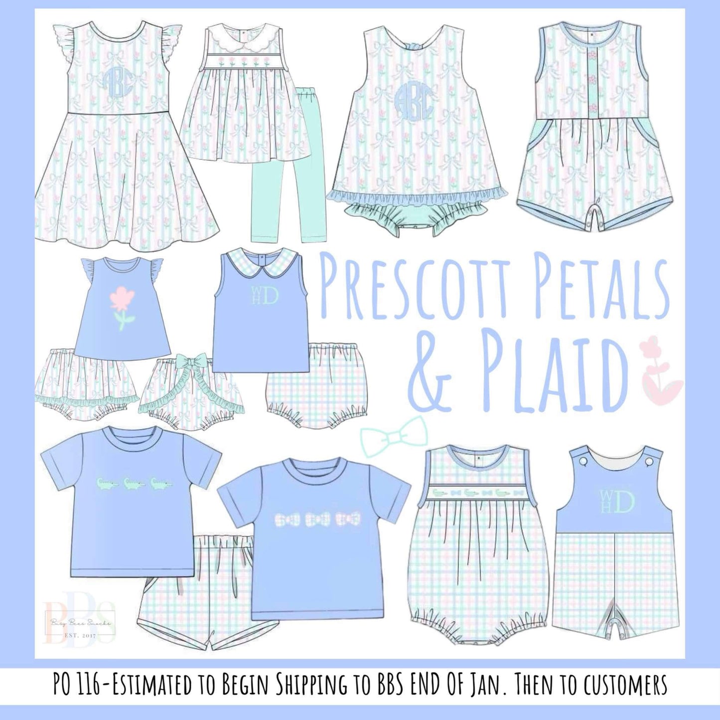 Pre Order 116: Prescott Petals & Plaid- Boys Knit Diaper Set