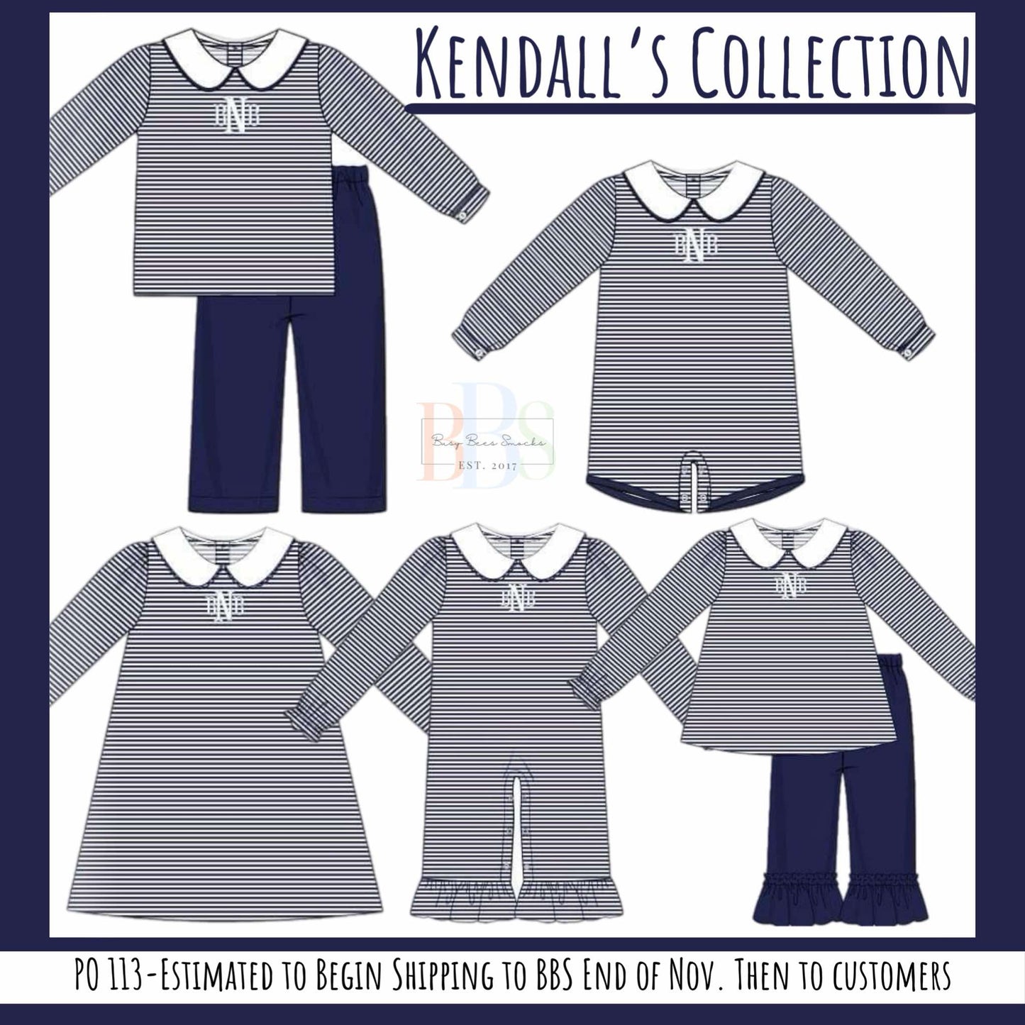 RTS: Kendall's Collection- Girls Navy Stripe Knit Romper