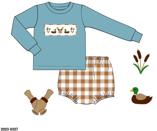 RTS: Davis Ducks- Boys Woven Diaper Set