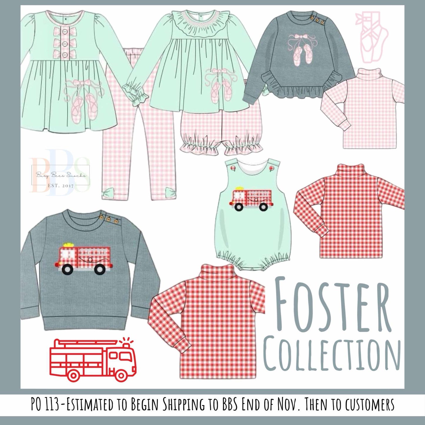 RTS: Foster Collection- Boys Firetruck 2pc Sweater Set