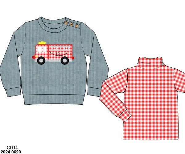 RTS: Foster Collection- Boys Firetruck 2pc Sweater Set