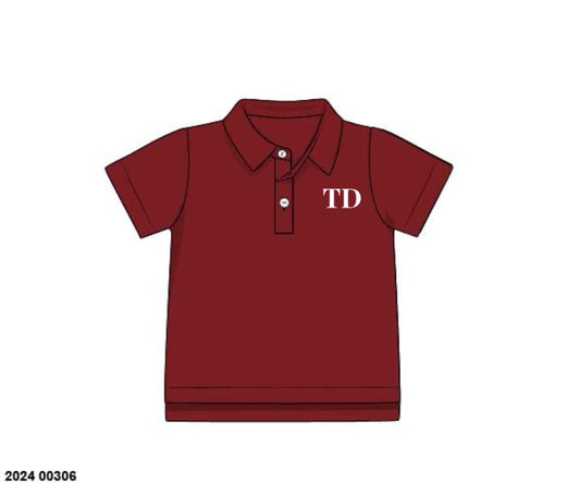 RTS: Crimson-Boys Knit Polo “TD”