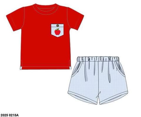 Pre Order 123: Meet the Teacher- Boys Woven Shortie Set