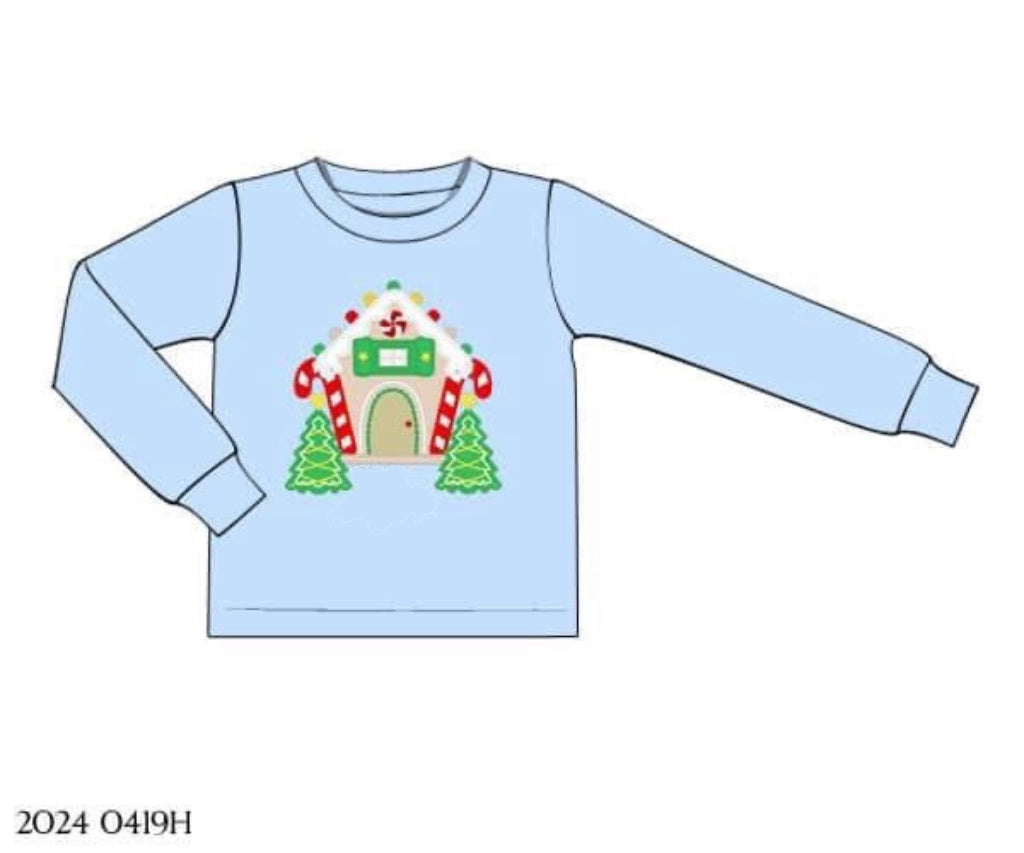 RTS: 25 Days of Christmas- Boys Gingerbread House Shirt