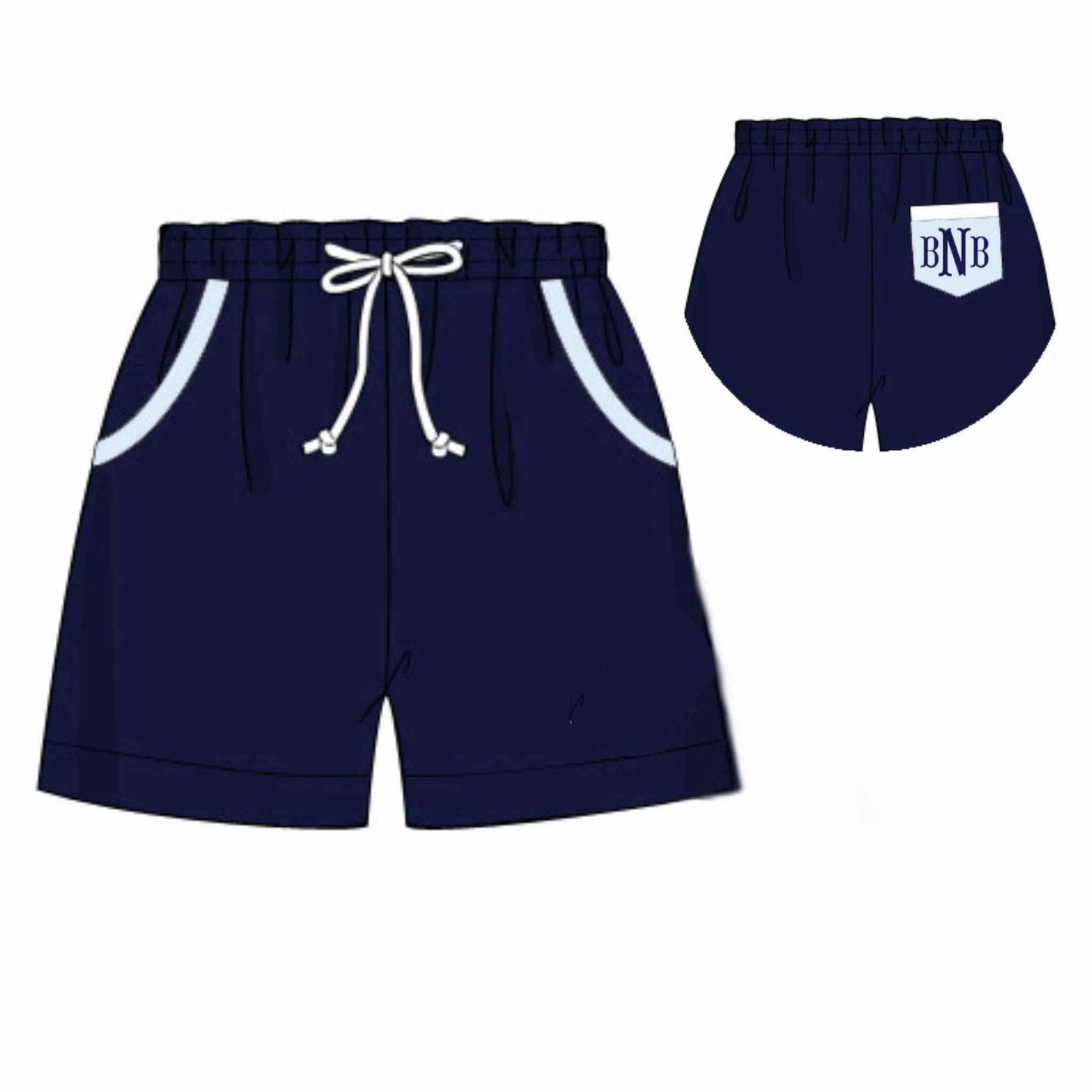 Pre Order 122: Navy Swim- Dad/Mini Woven Traditional Swim Shorts