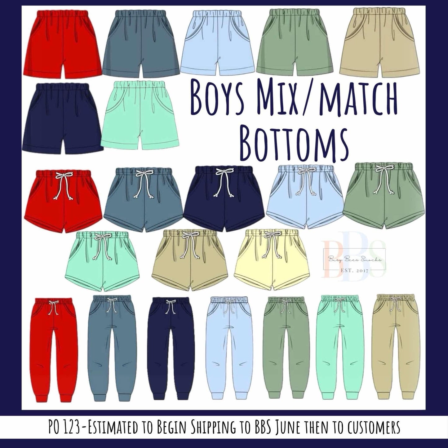 Pre Order 123: Boys Knit Bottoms- Khaki Traditional Shorts