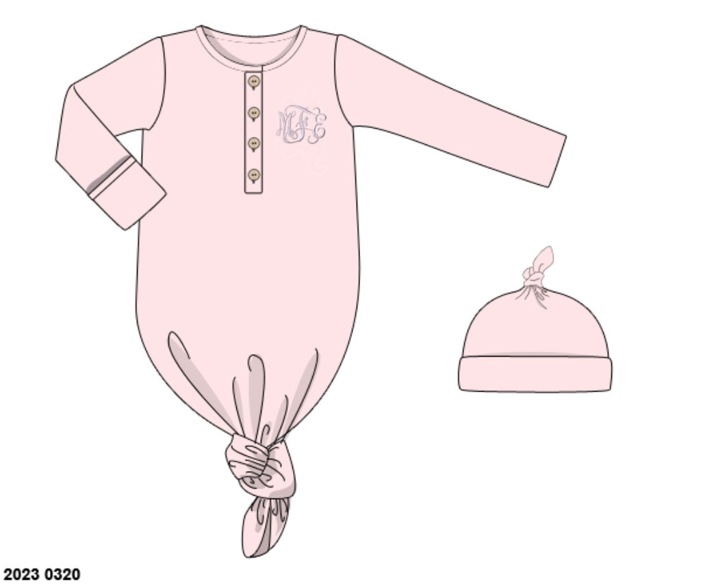 RTS: Hopscotch- Honey Muslin Gown Set in Pink “MFE”