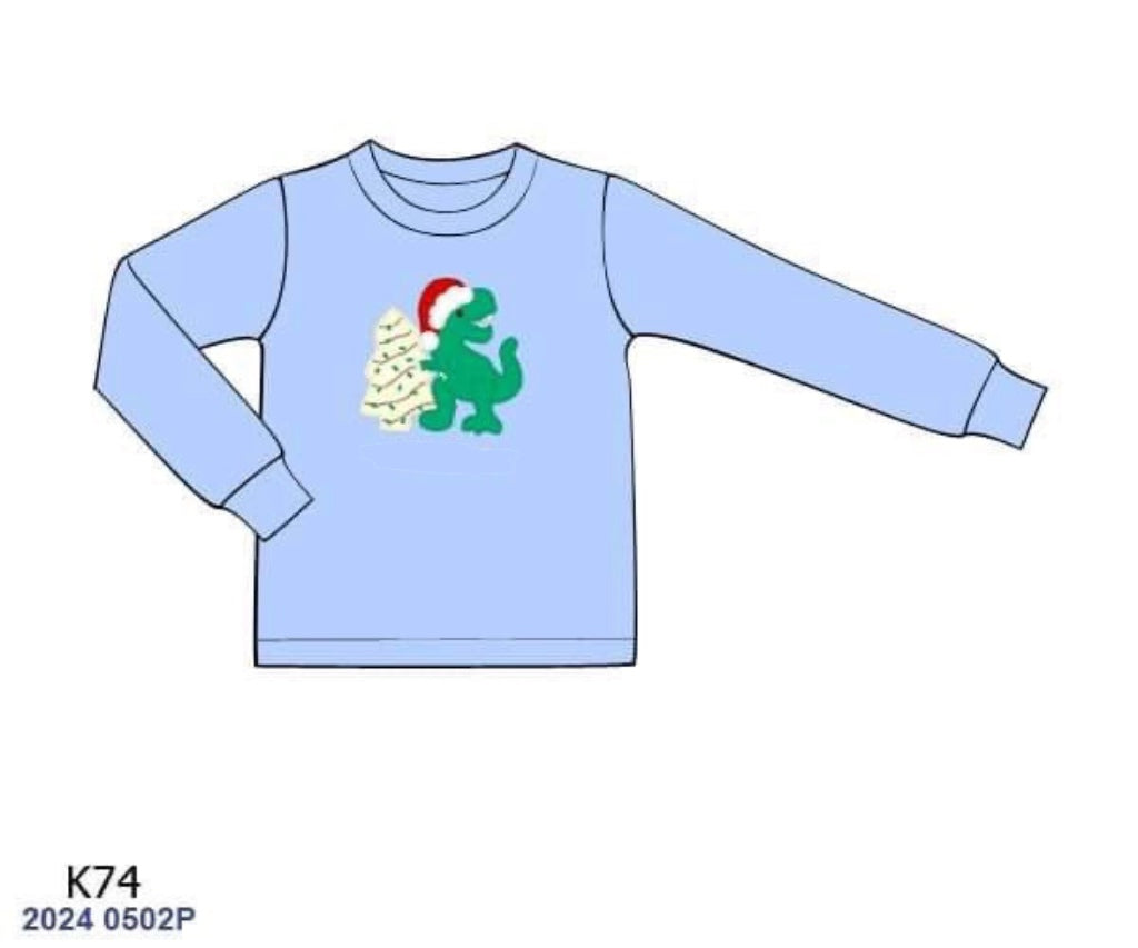 RTS: 25 Days of Christmas- Boys Dino Tree Cake Shirt