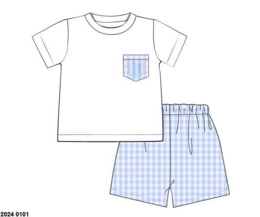 RTS: Caroline Floral- Boys Knit Angled Short Set (No Monogram)