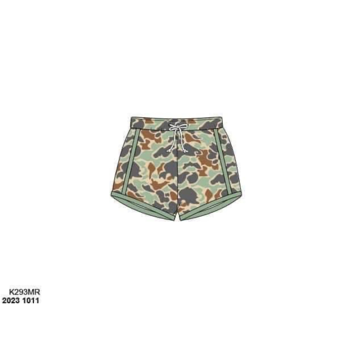 Pre Order 122: Camo Swim- Boys Woven Swim Shorties