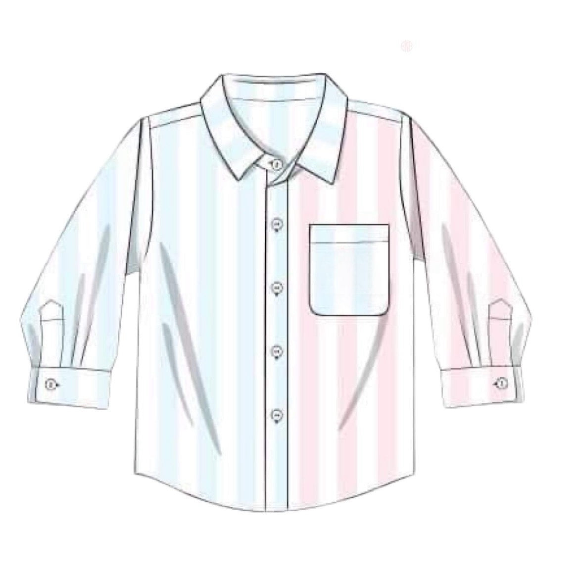 RTS: Pastel Stripes Collection- Boys Woven Shirt (No monogram)