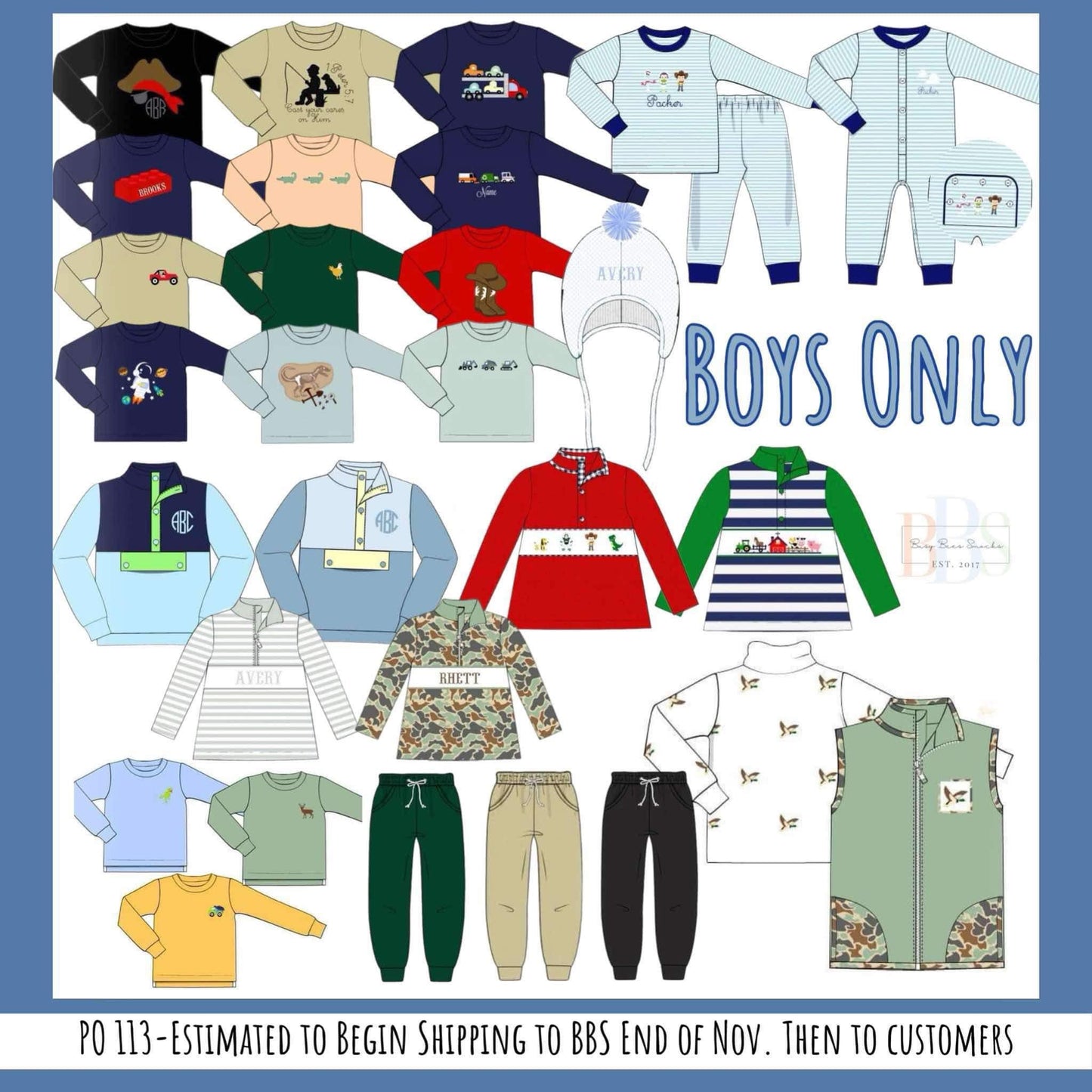 RTS: Boys Only- Mom & Mini Stone Blue Knit Pullover (Without Monogram)