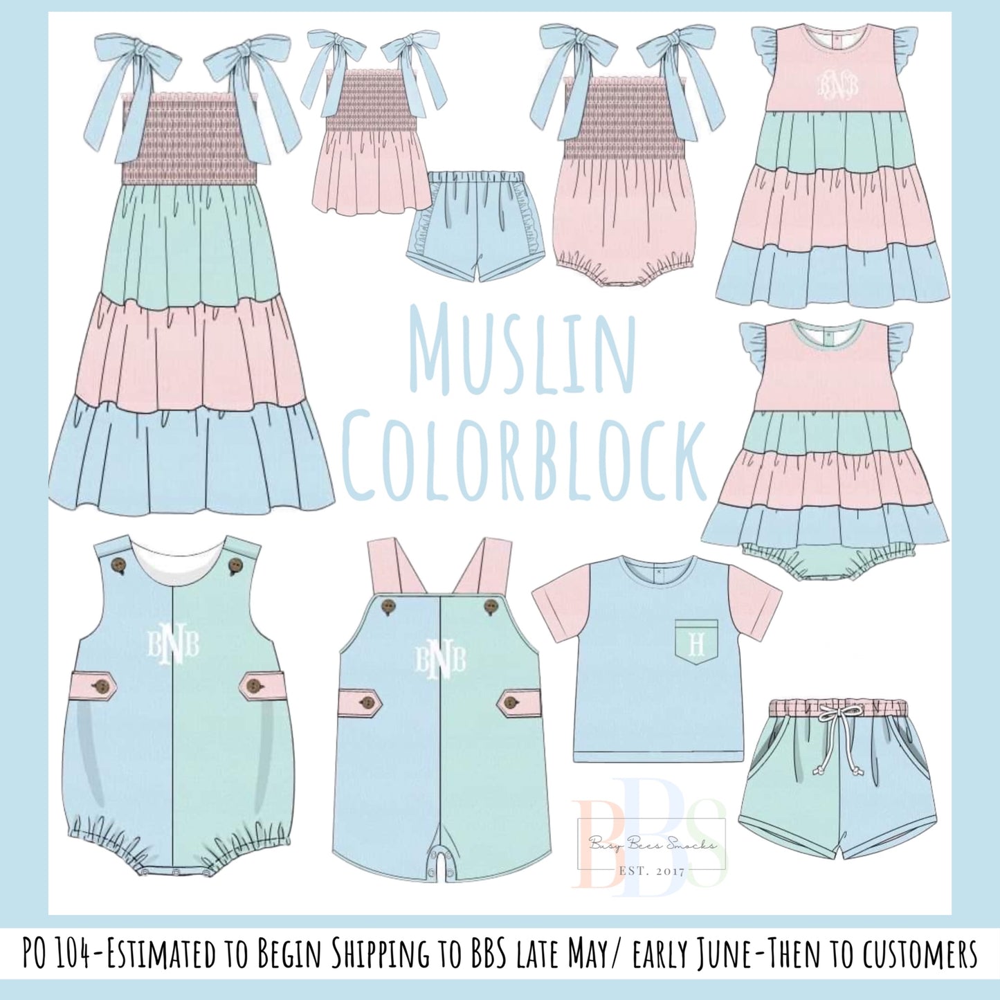 RTS: Muslin Colorblock- Mom/Mini  Dress