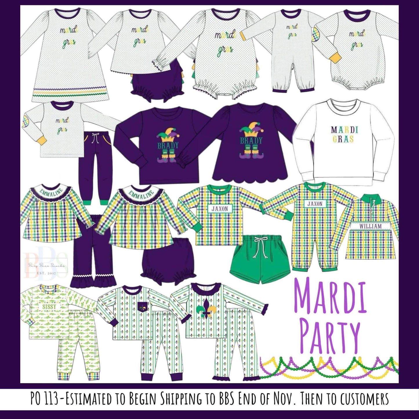 RTS: Mardi Party- Mom & Mini French Knot Unisex Knit Pullover