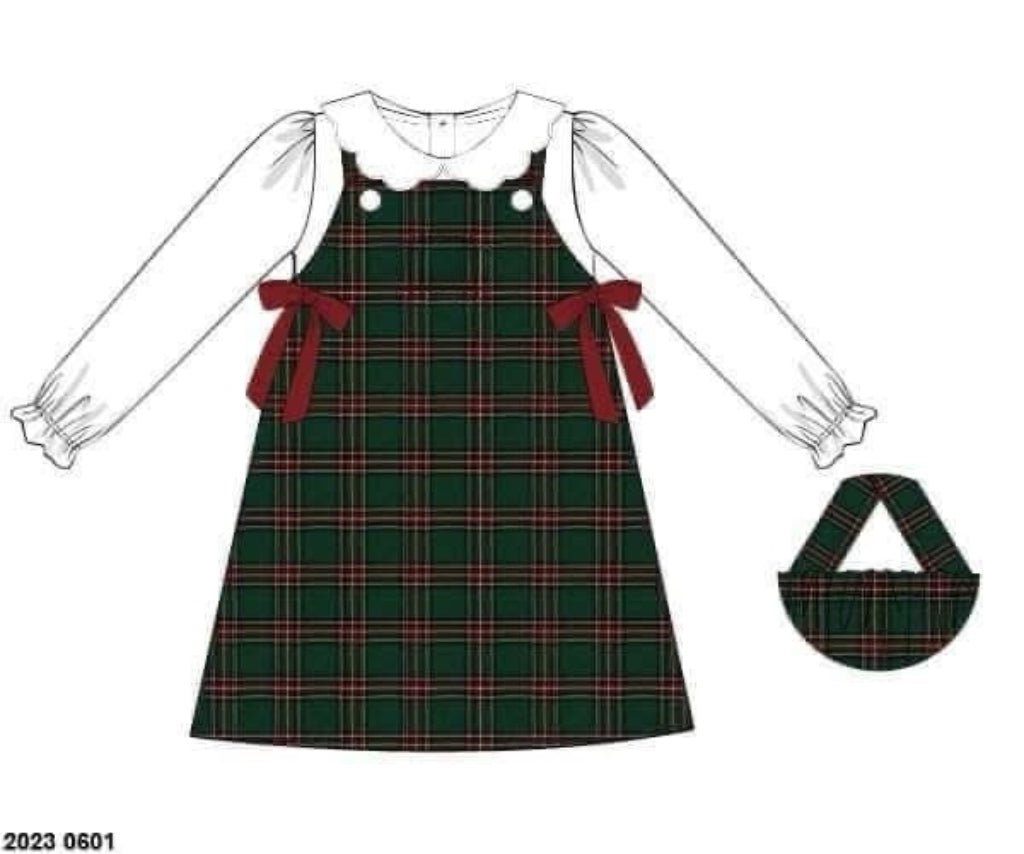 RTS: DEFECT- Clossman Christmas- Girls Woven 2pc Dress