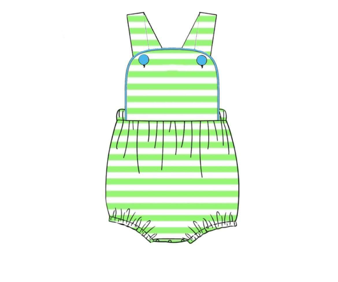 RTS: Bright Summer Knit Collection- Lime Stripe- Boys Knit Sunsuit