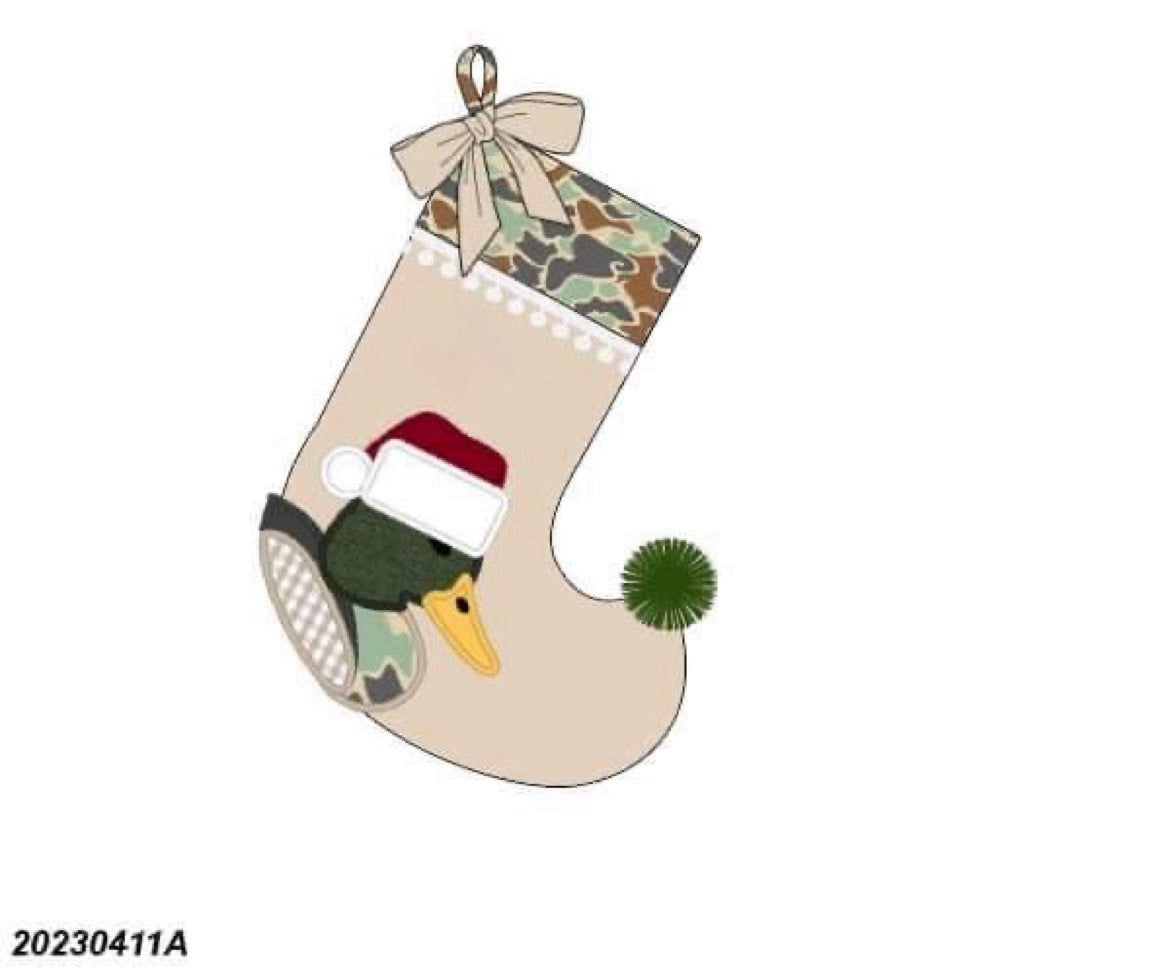 RTS: Camo Santa Duck- Girls Stocking(No Monogram)