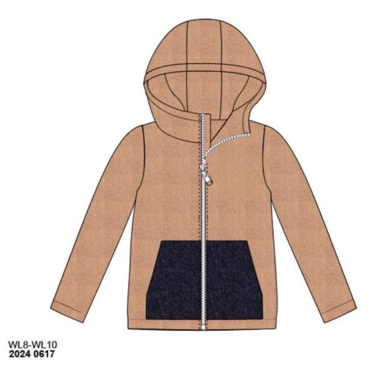 RTS: Wool Coats- Boys Tan Zipper Jacket (No Monogram)