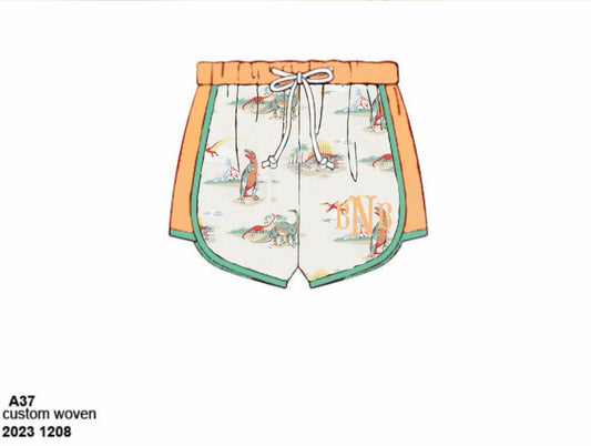 Pre Order 122: Vintage Dinos- Boys Woven Swim Shorties