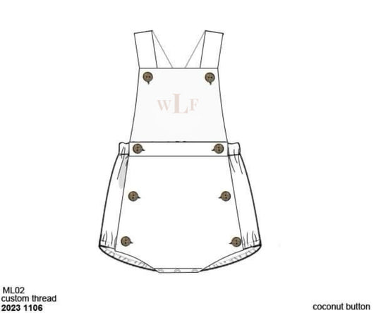 RTS: Neutral Muslin-Boys White Sunsuit “WLF”