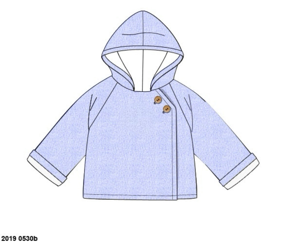 RTS: Cardigans & Jackets- Boys Baby Blue 2 Button Fleece (No Monogram)