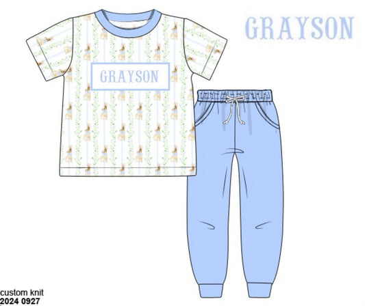 Pre Order 116: Bunny Grove- Boys Knit Jogger Set