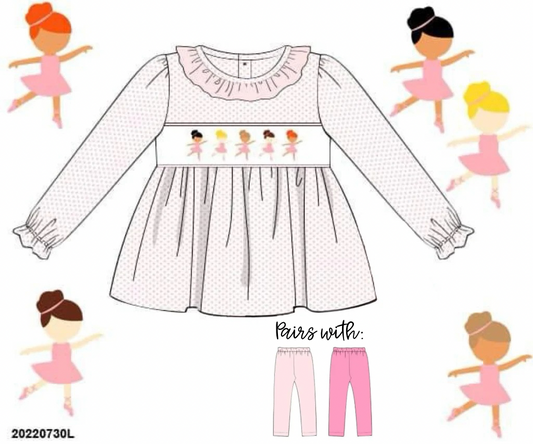 RTS: Girls Mix & Match- Dancing Ballerinas Knit Shirt