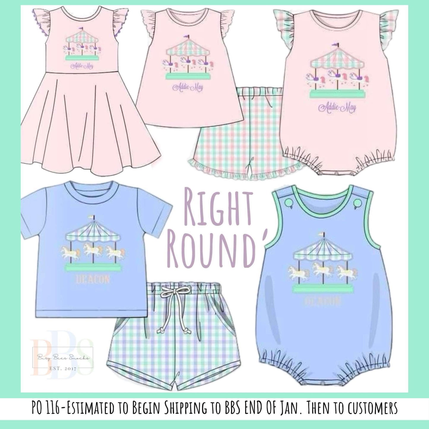 Pre Order 116: Right Round- Girls Woven Short Set