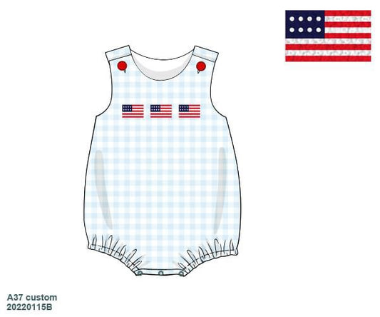 RTS: Trio Smocked Flags- Boys Knit Bubble