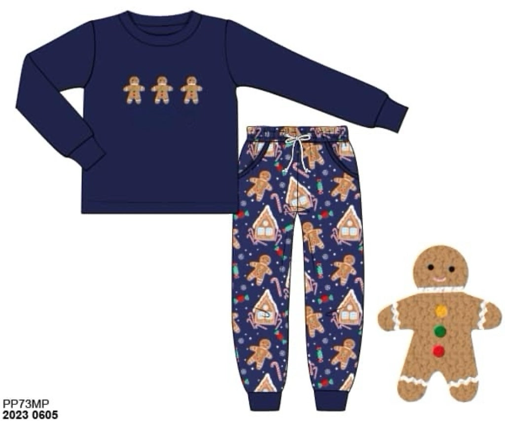 RTS: Navy Gingerbread- Boys Knit Jogger Set (No Monogram)