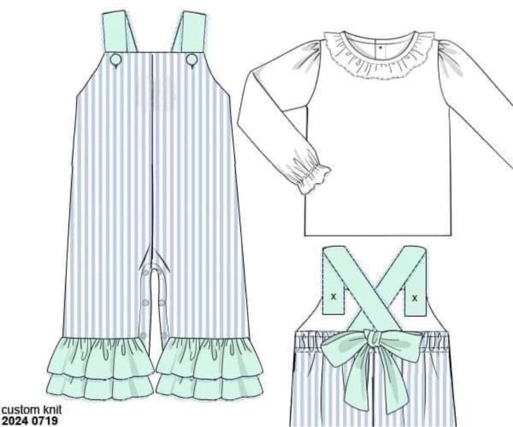 RTS: Kisha's Collection- Girls Woven 2pc Romper (Without Monogram)